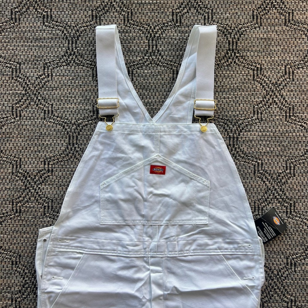Dickies Overalls Mens 36x32 White Cotton Utility Workwear Painter Bib 83297W NWT